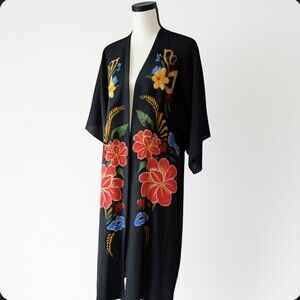 M/L Flying Tomato Kimono Colorful Floral Boho Festival Layer Lounge or Cover-Up